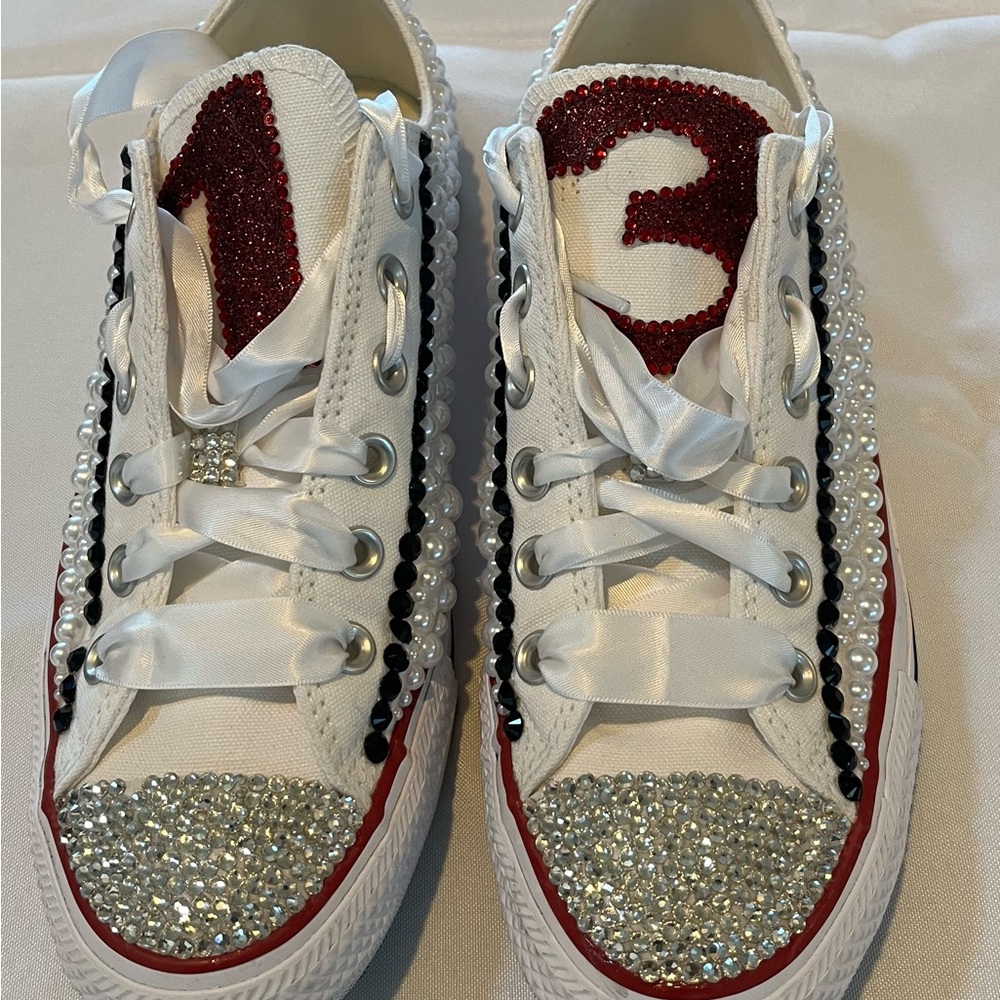 Converse “Bling” Wedding shoes.  6 1/2 Men’s. Women’s size 8 1/2. Unisex